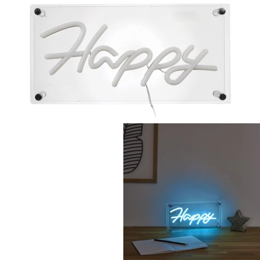 lampe acrylique effet néon happy m6 - home deco factory