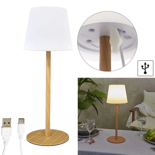 lampe effet bois rechargeable ip44 h40cm m4 - home deco factory