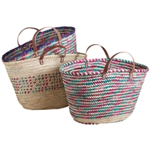 couffin palmier 2 anses cuir motifs assortis - aubry gaspard