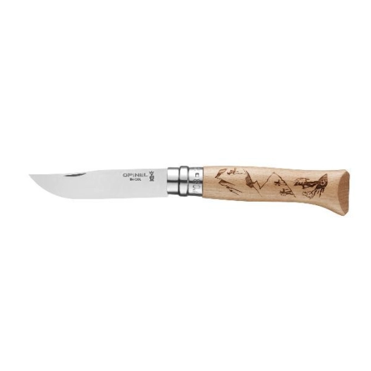 couteau randonnée - tradition n°8 gravure sport - opinel