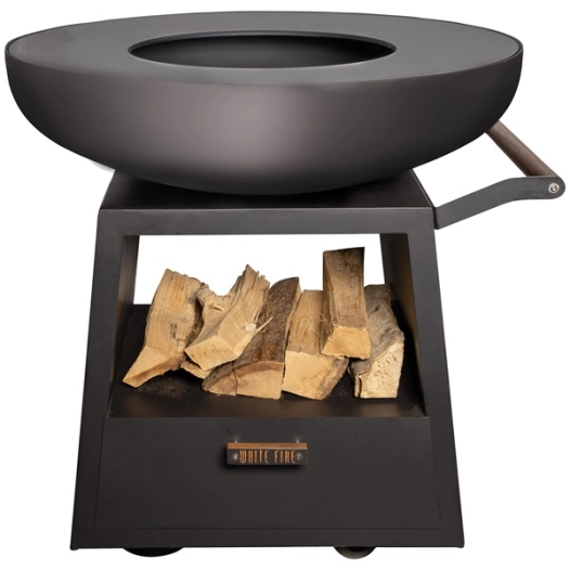 barbecue 94.5 cm acier corten noir - nomad - white fire
