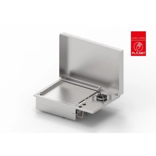 plancha encastrable gaz- oasi 55 lisse + feu dual + couvercle - 203096 - planet