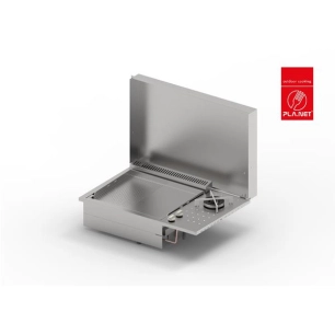 plancha encastrable gaz - oasi 55 lisse rainurée + feu dual + couvercle - 2 - planet