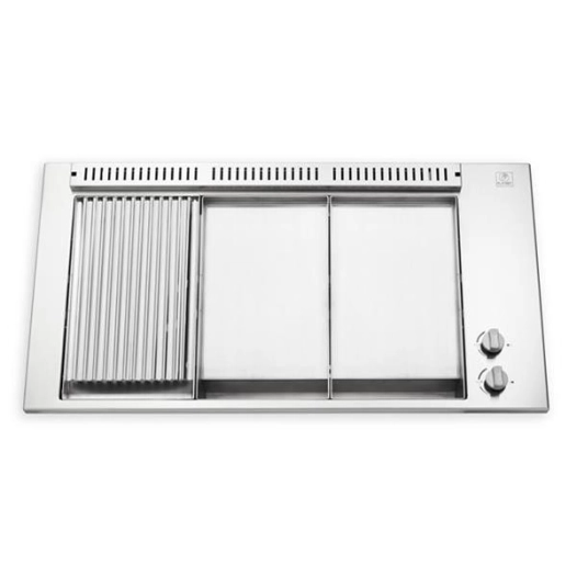 plancha grill encastrable gaz pla.net - oasi 80 lisse rainurée + couvercle - planet