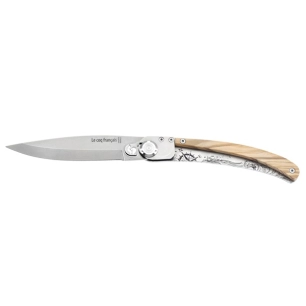 couteau de poche nautic / bois d'olivier - le coq lock nature - le coq français