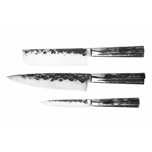 intense set de couteaux 3pcs, couteau chef + couperet + couteau menager - forged