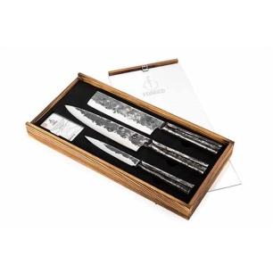 brute set de couteaux 3pcs, couteau chef + couperet + couteau menager - forged