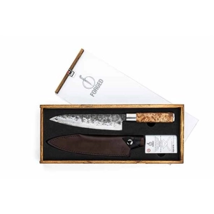 6 vg10 couteau chef 20,5cm + housse de protection cuir - forged