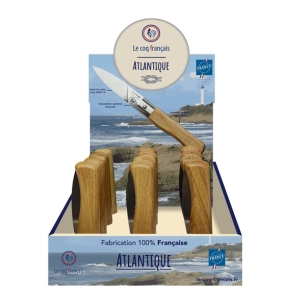 presentoir l'atlantique 12 couteaux de poche le coq virole lock chene - le coq français