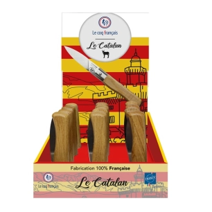 presentoir pays catalan 12 couteaux de poche le coq virole lock chene - le coq français