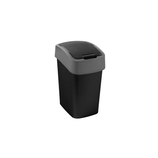 poubelle 10 l. 19 x 25 x h35 cm noir-gris - flip - curver