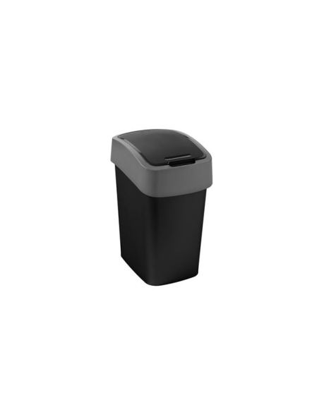 poubelle 10 l. 19 x 25 x h35 cm noir-gris - flip - curver