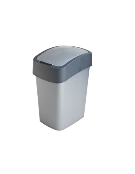 poubelle 25 l 26 x 34 x h47 cm argent-anthracite - flip - curver