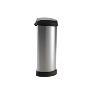 poubelle 40 l 34 x 28 xx h68 cm argent-noir - deco bin - curver
