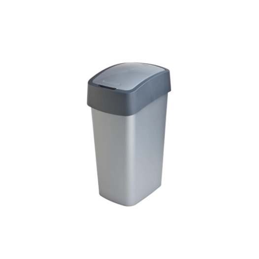 poubelle 50 l 29.4 x 37.6 x h65.3 cm argent-anthracite - flip - curver