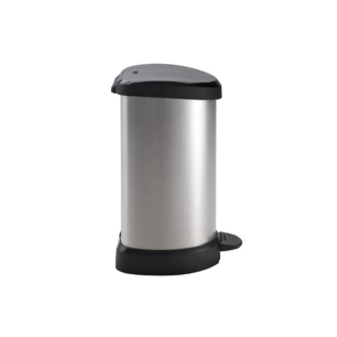 poubelle à pédale 20 l 30 x 31 x h45 cm metal look - deco bin - curver
