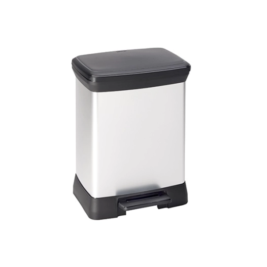 poubelle à pédale 30 l 39 x 29 x h51 cm argent-noir - deco bin - curver