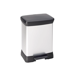 poubelle à pédale 30 l 39 x 29 x h51 cm argent-noir - deco bin - curver