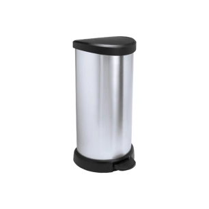 poubelle à pédale 40 l 31 x 35 x 70 cm argent-noir metal look - deco bin - curver