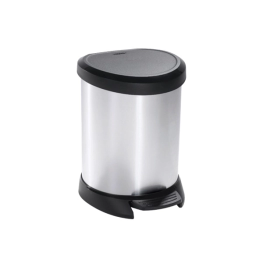 poubelle à pédale 5 l 24.6 x 21 x h27.7 cm argent-noir - deco bin - curver