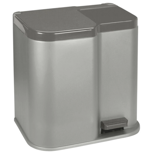 poubelle à pédale duo 14 l + 7 l 30 x 41 x h42 cm argent anthracite - curver