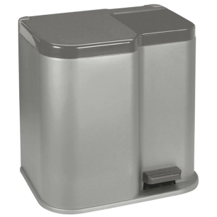poubelle à pédale duo 14 l + 7 l 30 x 41 x h42 cm argent anthracite - curver