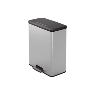 poubelle à pédale duo 26 l + 26 l 48.6 x 28.4 x h61.5 cm aargent - deco bin - curver