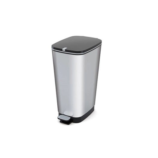 poubelle à pédale taille l 50-60 l 29 x 45 x h61 cm argent-noir - chic bin - curver