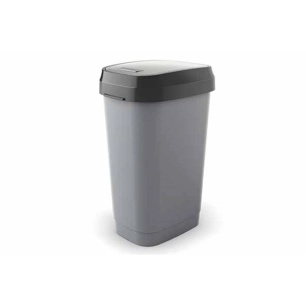 poubelle taille l 50 l 31 x 42 x h62 cm gris - dual swing - curver