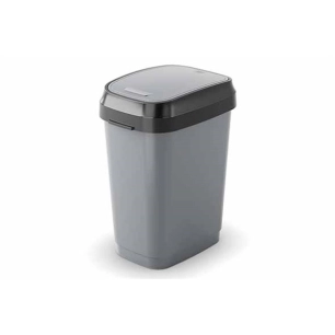 poubelle taille m 30 l 26 x 37 x h47.5 cm gris - dual swing - curver