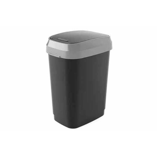 poubelle taille m 30 l 26 x 37 x h47.5 cm noir - dual swing - curver
