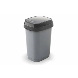 poubelle taille s 10 l 19 x 25 x h33 cm gris - dual swing - curver