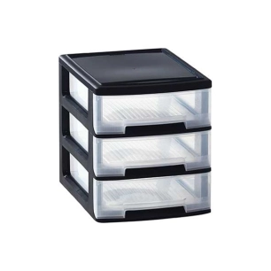 tour de rangement à tiroirs a4. 3 x 5 l 35 x 2635 x 31.3 cm noir - babel - curver