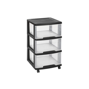 tour de rangement à tiroirs 3 x 20 l. 37 x 39 x h67 cm noir transparant - - curver