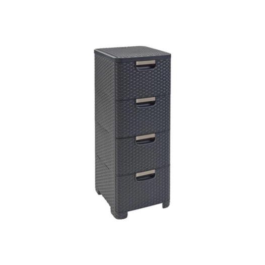 tour de rangement tiroir 4 tiroirs 4 x 14l. 33 x 38 x h79 cm anthracite - n - curver