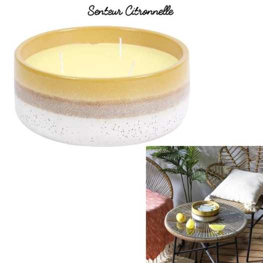 bougie parfumée céramique citronnelle m12 - home deco factory