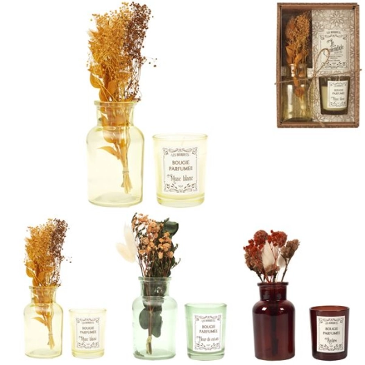 bougie parfumée et fleurs sechees m12 - home deco factory