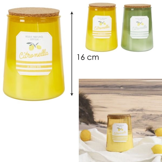 bougie citronnelle pot bain de soleil h16cm m6 - home deco factory
