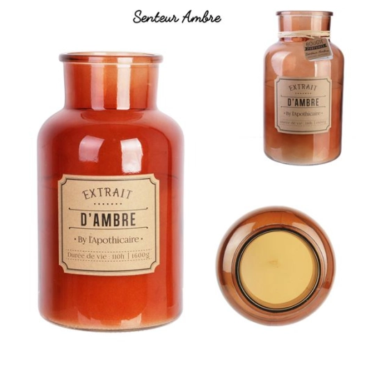 bougie parfumée ambre apothicaire h25.5cm m2 - home deco factory