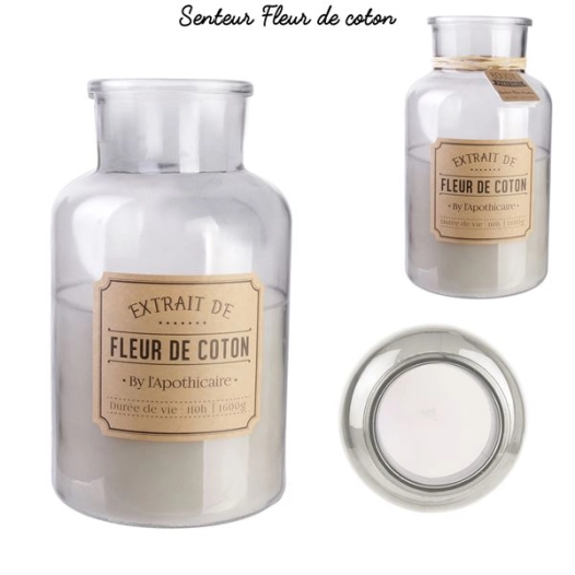bougie parfumée fleur coton apothicaire h25.5cm m2 - home deco factory