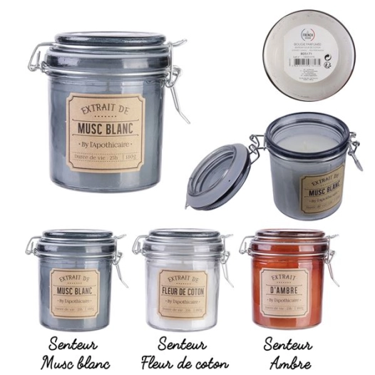 bougie parfumée bocal apothicaire h10cm m12 - home deco factory