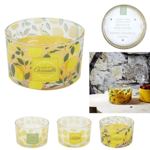 bougie parfumée citronnelle 3 mèches m12 - home deco factory
