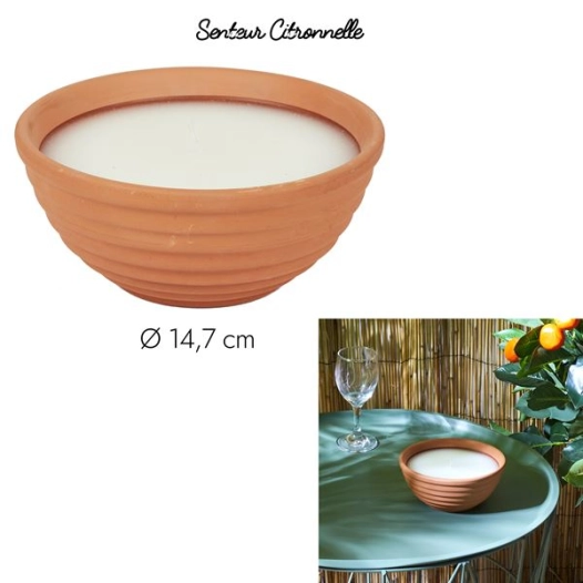 bougie parfumée citronnelle terracotta d14.7cm m12 - home deco factory