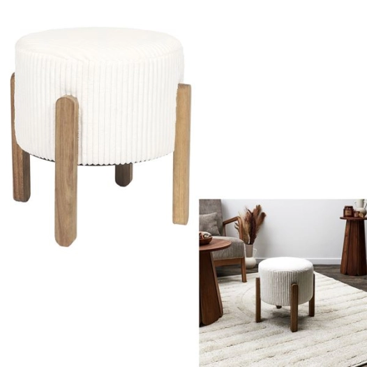 tabouret côtelé scott beige m2 - home deco factory