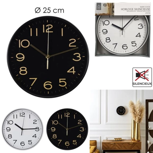 horloge silencieuse studio d25cm m8 - home deco factory
