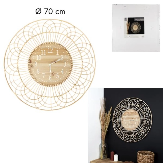 horloge rotin 70cm m2 - home deco factory