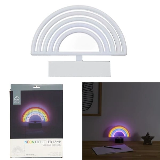 lampe led effet néon arc en ciel à piles m8 - home deco factory
