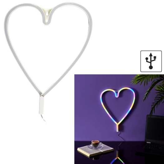 lampe led effet néon coeur arc en ciel usb m8 - home deco factory