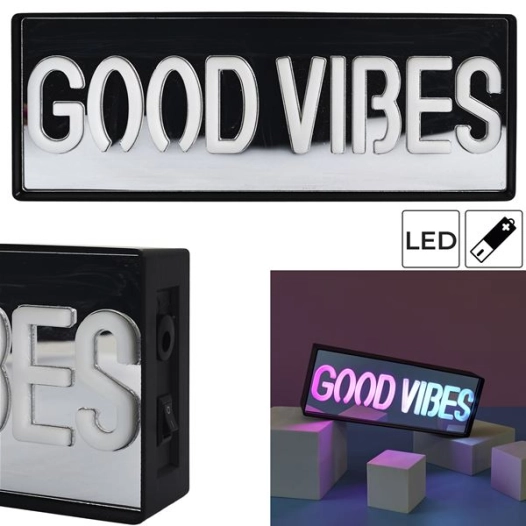 lampe led effet néon good vibes a piles m24 - home deco factory