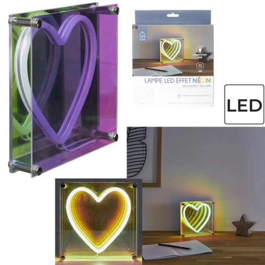 lampe acrylique led effet néon coeur m8 - home deco factory